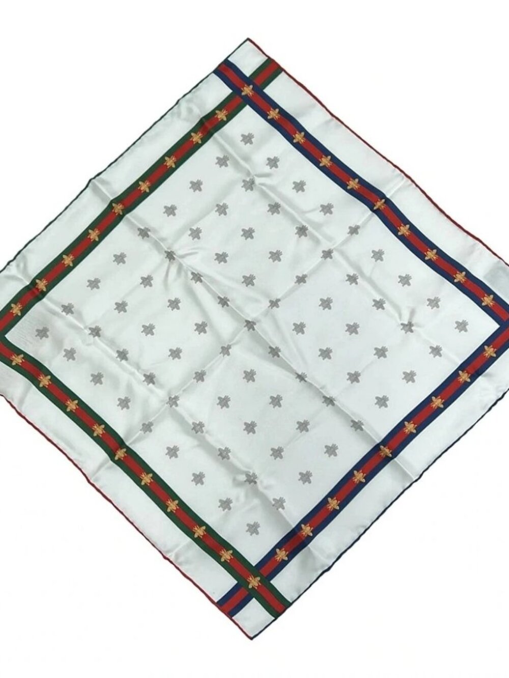 GUCCI - 407465 White Red Multi Silk Scarf